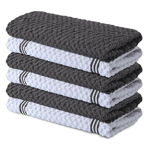 Infinitee Xclusives 100% Cotton Kitchen Towels - 15x25 Inch Ultra Soft Tea Towel, Super Absorbent Terry Dish Towels for Kitchen Linens |Grey| - Image 1