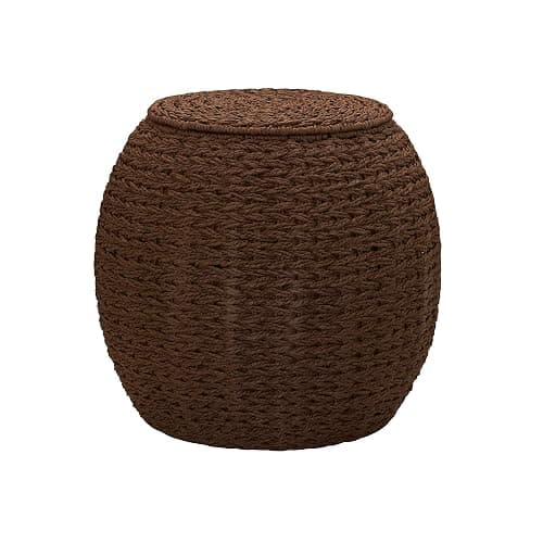 Household Essentials Handwoven Paper Rope Barrel Wicker Storage Basket Side Table, Brown - Brown Paper Rope - Paper Rope - Image 1