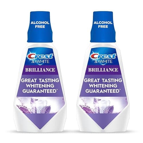 Crest 3D White Mouthwash, Teeth Whitening for Adults, 1L, 2 Pack, Alcohol Free Mouth Rinse, Breath Freshener, Antibacterial, Antiseptic, Bad Breath Treatment, Peroxide Free, Clean Mint - Image 1