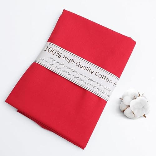 Red Cotton Fabric, Natural 100% Cotton Poplin Fabric by The Yard 59 Inches Wide Lining Fabric for Sewing Apparel Cloth Soft Embroidery Quilting, 1 Yard - Image 1