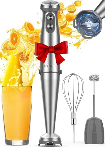 KOIOS Immersion Blender, 1000W Anti-scratch 3-in-1 Hand Blender, Upgraded 12 Speed Stainless Steel Blade Stick Blenders with Turbo Mode, Whisk and Milk Frother, Non-BPA - Image 1