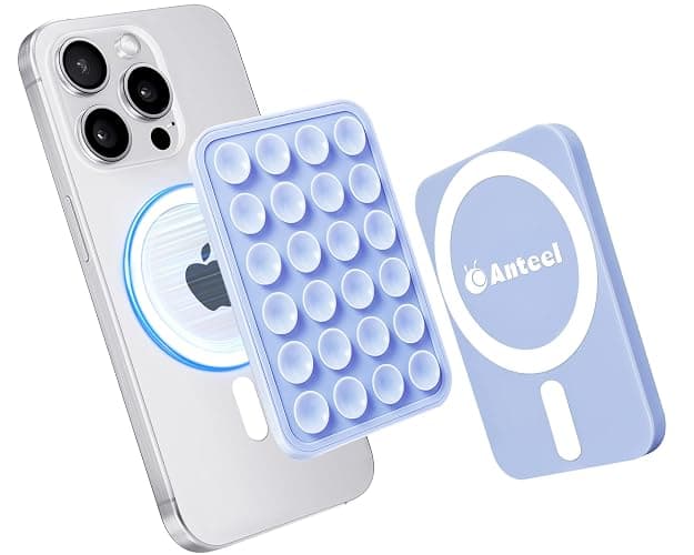 Anteel Silicone Grip Secure Mirror Shower Phone Holder for iPhone 16/15/14/13/12, Magnetic Suction Phone Mount for MagSafe Case, Hands-Free Selfie/Video for TikTok Creator/Influencer (Lavender) - Image 1