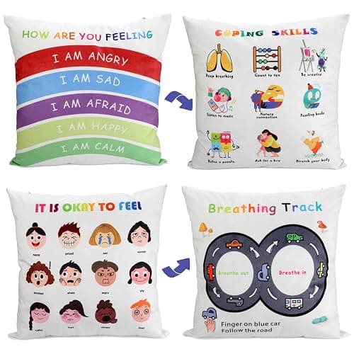 B BBPM Classroom Must Haves Throw Pillow Covers Set of 2 - Calming Corner School Counselor Office Mental Health Pillow Decor Calm Down Corner Items for Home Kids Dutch Velvet 18x18 Inch - Set of 2 - Image 1