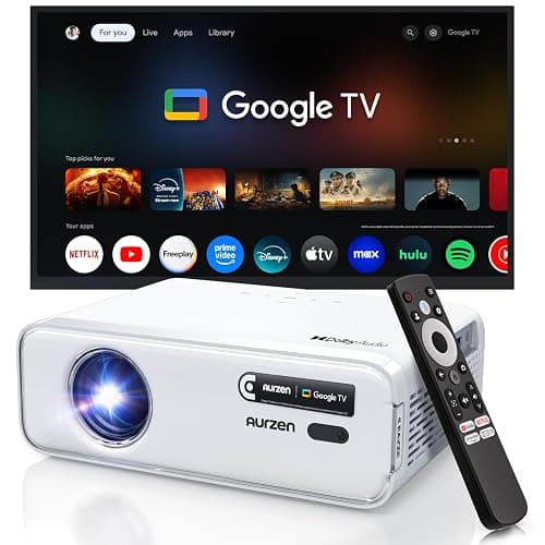 Aurzen EAZZE D1G Official Google TV 4K Supported Smart Projector with WiFi & Bluetooth, Auto Focus & Keystone, Dolby Audio, Zoom, Native 1080P Portable Mini Movie Projector for Home & Outdoor - Google TV System - Image 1