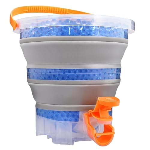 TANSAR Foldable Gel Ball Blaster Ammo Bucket, Portable Splatter Blaster Accessories, Gel Gun Ammo Container with Strainer, Large Capacity Tub for Holds 10,000 Gel Balls, for Ages 14+, Orange - Image 1