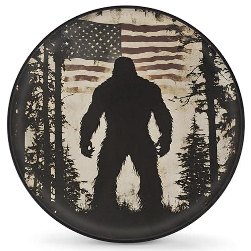 Spare Tire Cover for RV Trailer,American Flag Bigfoot Waterproof Sun Leather Wheel Cover,Camper Spare Tire Covers Fit for Jeep Travel Trailer SUV Truck Accessories (17 in for Diameter 31” - 33”),F-1 - Image 1