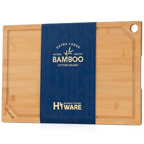 Hiware Extra Large 18" x 12" Bamboo Cutting Board for Kitchen, Heavy Duty Wood Cutting Board with Juice Groove, 100% Organic Bamboo, Pre Oiled - Image 1