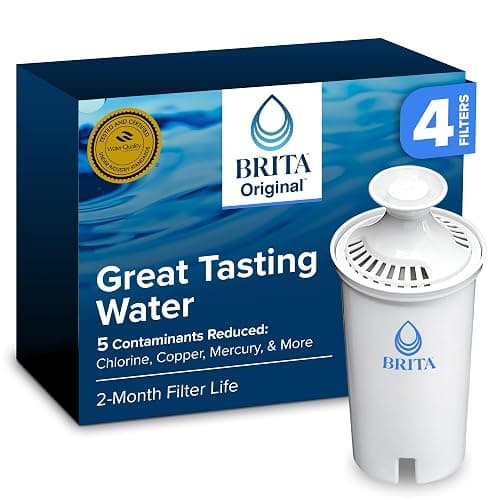 Brita Standard Water Filter for Pitchers and Dispensers, BPA-Free, Reduces Copper, Cadmium and Mercury Impurities, Lasts Two Months or 40 Gallons, Includes 4 Filters for Pitchers - Image 1