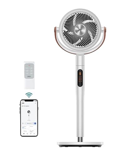 Dreo Fan for Bedroom, 100ft Standing Fans for Home, 120°+105° Smart Oscillating Pedestal Fans with Wi-Fi/Voice Control, DC Motor, 43'' Quiet Fan, 6 Modes, 8 Speeds, Adjustable Height, PolyFan 513S - Image 1