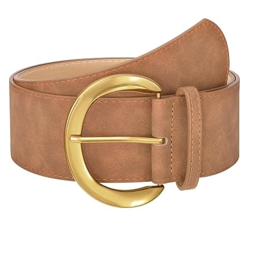 WHIPPY Women’s Wide Leather Belt for Dresses Fashion Casual Laides Thick Suede Belt with Gold Buckle - Image 1