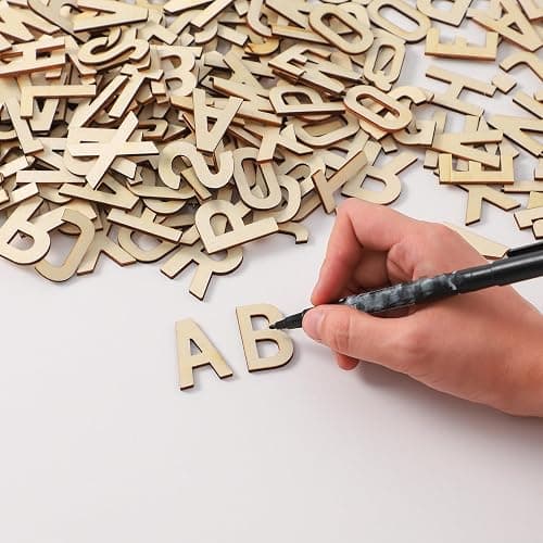 248 Pieces Wooden Letters 1.3 Inch Crafts DIY Wooden Letters Small Wood Letters DIY Painting Art Home Decor Spelling Learning Small Wood Letters - Image 1