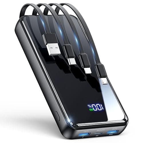 Portable Charger,50000mAh Power Bank Built-in Cable, 22.5W PD USB C In & Out Fast Charging, External Battery Pack with 6 Output & 2 Input, Travel Phone Charger for iPhone 17/16/15/14/13/12, Android - Image 1