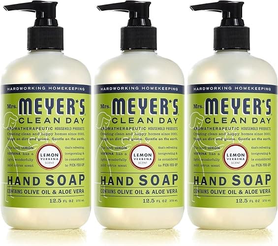 MRS. MEYER'S CLEAN DAY Liquid Hand Soap, Cruelty-Free Hand Wash Made with Essential Oils, Lemon Verbena Scent, 12.5 Oz (Pack of 3) - Image 1