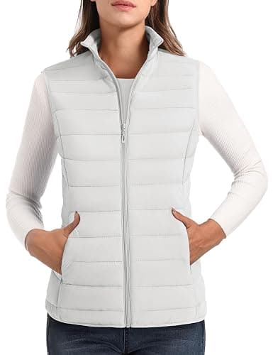 MAGCOMSEN Women's Puffer Vest Lightweight Stand Collar Zip 4 Pockets Puffy Vests Sleeveless Quilted Padded Outerwear - Image 1