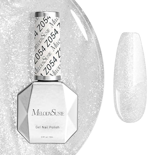 MelodySusie White Glitter Gel Nail Polish,0.5fl oz Soak Off UV LED Pure White Sparkle Glitter Gel Polish Gift for Women Nail Art Manicure Salon DIY Nail Design Decoration at Home-z054 - Image 1