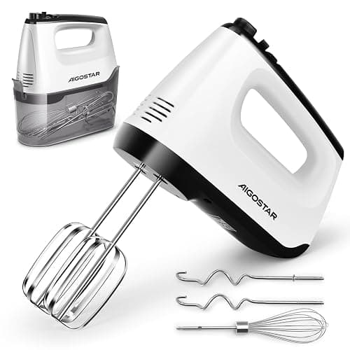 Aigostar Pudding - Sbattitore Elettrico, 6 Velocità e Turbo, Frusta Elettrica, 400W, Miscelazione Silenziosa. Dotato di 2 Fruste, 2 Ganci Impastatori, frusta e contenitore. - Image 1