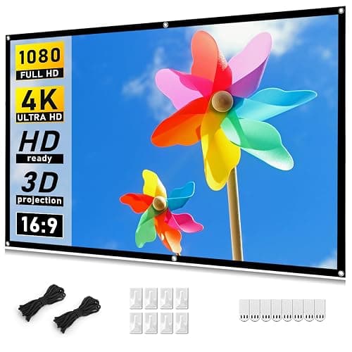 Taotique Projector Screen 72 inch, Movie Projector Screen 16:9 HD Foldable and Portable Anti-Crease Indoor Outdoor Projection Double Sided Video Projector Screen for Home, Party, Office, Classroom - Image 1