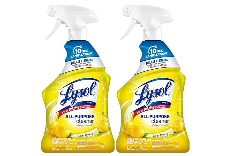 Lysol All Purpose Cleaner Spray, Multi-Purpose Disinfecting Spray, Kitchen & Bathroom Cleaner, Lemon Breeze Scent, 32 Fl Oz (Pack of 2) - Lemon Breeze - 32 Fl Oz (Pack of 2) - Image 1
