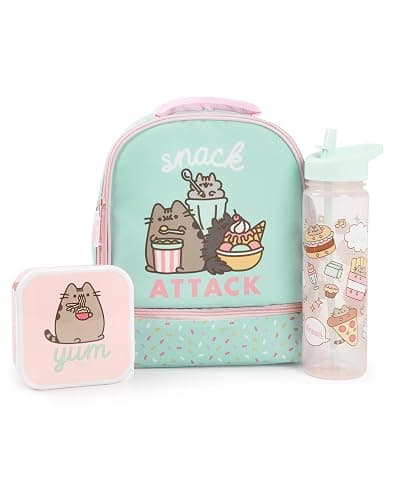 Pusheen the Cat Lunch Bag, Lunch Box and Drink Bottle Set | Snack Attack School Lunch Set for Girls | Pusheen Merch - Image 1
