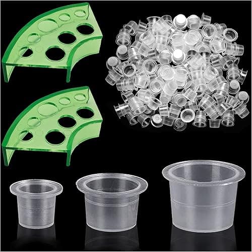 300pcs Tattoo Ink Caps with 2 Cups Holders - Moricher 100 Small 100 Medium 100 Large Tattoo Ink Cups +2 Cups Holders for Tattoo Ink Permanent Makeup Container Cap Tattoo Accessory - Image 1