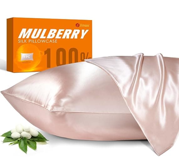 100% Mulberry Silk Pillowcase for Hair and Skin, 22 Momme Pure Natural Silk Pillow Case Both Sided with Zipper, Pillow Cover for Women Mom Men (Light Pink, Standard 20''×26'', 1 Pack) - Image 1