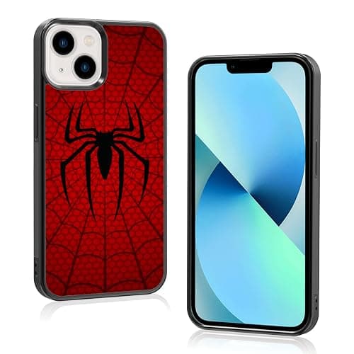 Odhtst New Red Phone Case Compatible with iPhone 14 - Shockproof Protective Designer Cute Cool Cover Spider-Web Phone Case for Girls Women Man Boy Black Red Phone 14 6.1 Inch Case for Black - Image 1