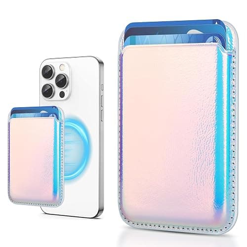 Amzone Magnetic Wallet Cell Phone Card Holder for Phone Case with Mag-Safe, Stronger Magnetic RFID Leather Phone Wallet Stick on Series of iPhone 17/16/15/14/13/12 and Pro/Promax, Rainbow Color - Image 1