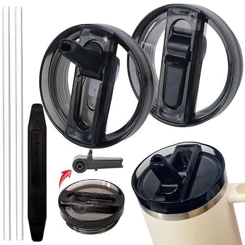 2 Pack 40 oz Tumbler Detachable Flip Straw Lid Replacement Fit for Stanley Quencher ProTour,Leak Proof Lid Compatible with Stanley Cup,No Spill Flip Top Tumbler Cover for Stanley Cup Accessories - Image 1