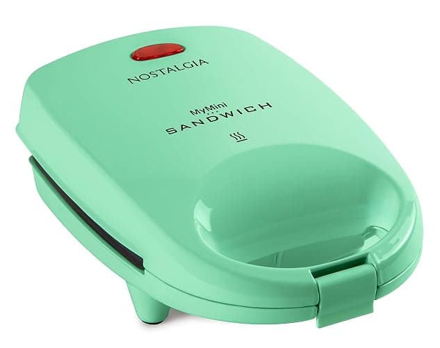 Nostalgia MyMini Personal Sandwich Maker, Nonstick Panini Press, Pizza Pockets, Quesadillas, Mint Green - Sandwich Maker Green - Image 1