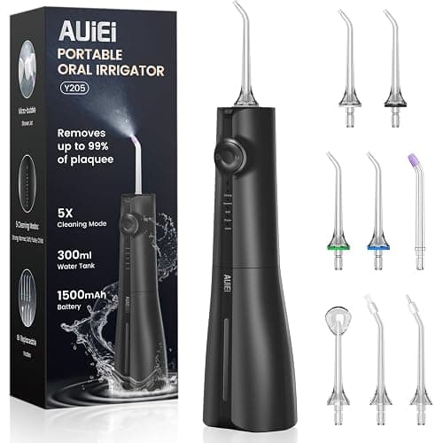 Water Flosser Pick for Teeth & Braces, 300ML Cordless Power Dental Flossers with 8 Jet Tips, Oral Irrigator 5 Use Modes, IPX7 Waterproof, Portable for Home Travel - Image 1