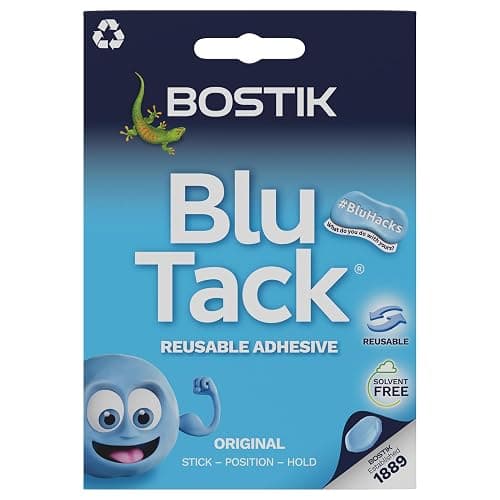 BOSTIK Blu Tack (1 Pack) 1.6oz Multipurpose Mounting Sticky Putty | Non-Toxic Reusable Hanging Adhesive | Great for Home, School & Office | Blue - Image 1