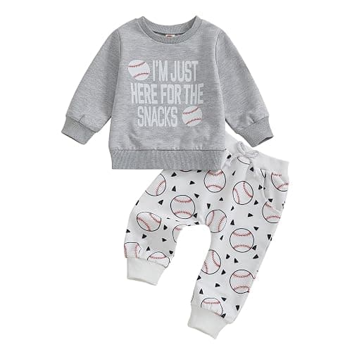 Toddler Baby Boy Baseball Outfit Sweatshirt Top Baseball Jogger Pants Set Sweatsuit 2Pcs Infant Fall Winter Clothes - Image 1