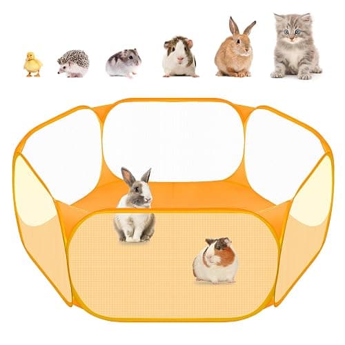 Amakunft Small Animal Playpen, Pop-Up Portable Play Yard for Guinea Pigs, Rabbits, Hamsters, Hedgehogs, Foldable Exercise Fence with Breathable Mesh for Indoor Outdoor Use - Image 1