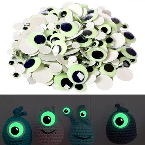 UPINS 300Pcs Wiggle Googly Eyes Self Adhesive Glowing in Dark Luminous Googly Eyes Craft Sticker Sparkle Colored Googly Eyes for Halloween DIY Decoration (10 15 20 25 mm) - Image 1