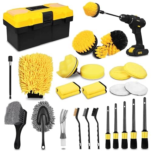 TTRCB 27Pcs Car Detailing Kit, Car Detailing Brush Set, Auto Detailing Drill Brush Set, Car Detailing Brushes, Car Wash Kit, Car Accessories, Car Cleaning Tools Kit for Interior, Exterior, Wheels - Image 1