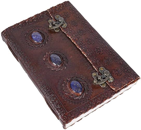 Leather Journal Medieval Stone Embossed Handmade Book of Shadows Vintage Notebook Office Diary College Poetry Sketch Book 10 x 7 Inches - Gift for women & men - Image 1