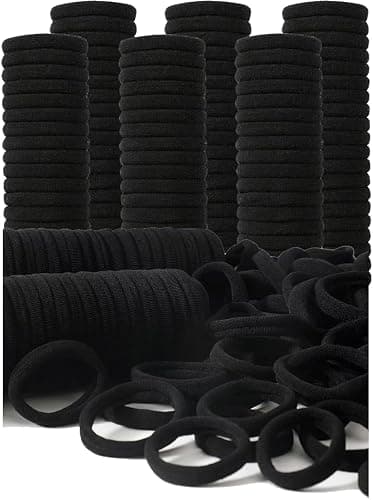 200PCS Black Hair Ties for Women & Girls Men Kids Toddler - Seamless, Thick, No Damage Elastic Hair Bands for Ponytails, Workouts, and Daily Use, Soft Seamless Nylon Hair Ties For Thick & Curly Hair. - Image 1