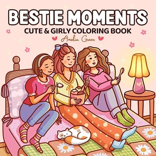 Bestie Moments: Coloring Book for Adults and Teens Featuring Cute & Girly Scenes for Relaxation (The Cozy Girl Series) - Image 1