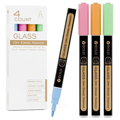 YEOUX Dry Erase Markers for Glass Board | Neon Colors, No Residue | Whiteboard Markers | 1mm Ultra-Fine Tip Liquid Chalk Markers 4 Pack - Image 1