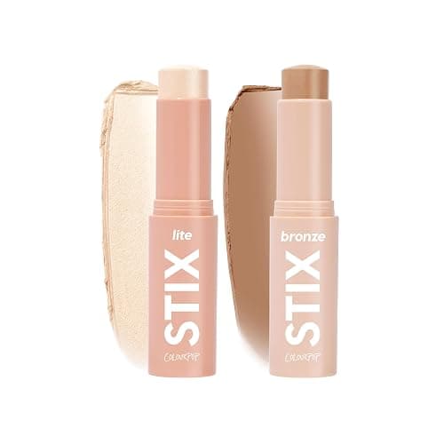 Colourpop Sunkissed Essentials Makeup Kit - Cream Bronzer Stick + Cream Highlighter Stick - Makeup Set for Buildable Glow, Contouring & Sunkissed Definition - Vegan & Cruelty-Free (2 Count) - Image 1