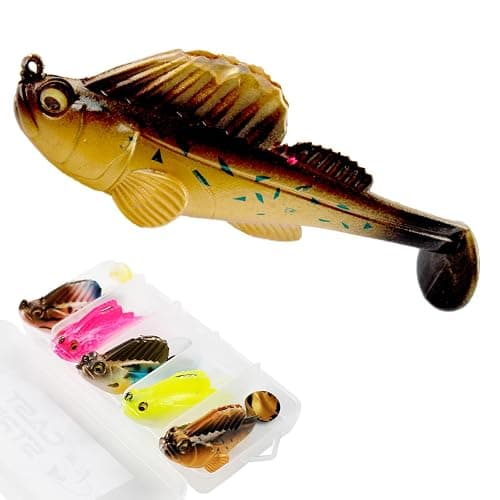CASTSTRIKE Soft Fishing Lures 5pcs Kit with Tackle Box Weedless Paddle Tail Swimbaits for Bass Trout Crappie Walleye Freshwater Saltwater Life Like Action Durable Plastic Sharp Hooks - Image 1