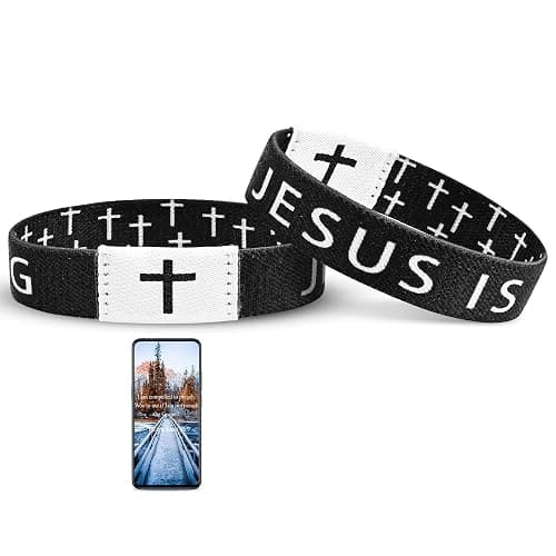 Pmormyy Daily Bible Verse Jesus is King Bracelet, Christian Jesus Wearable Bracelet Wristband for Women Men - Image 1