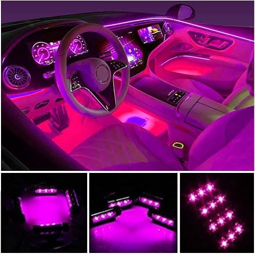 Car LED Strip Light, EJ's SUPER CAR 4pcs 36 LED Car Interior Lights Under Dash Lighting Waterproof Kit,Atmosphere Neon Lights Strip for Car,DC 12V(Pink) - Image 1