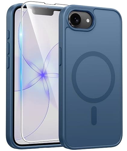 FNTCASE for iPhone 17e/ iPhone 16e Case, Fit for Magsafe, Screen Protector | Matte Magnetic Back, 14FT Military Grade Drop Protection, Shockproof Protective Phone Cover, Full Blue - Image 1