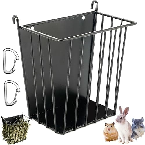 LUAVIARU Upgrades Rabbit Hay Feeder - Guinea Pig Hay Feeder - Metal Frame Hay Rack with Adjustable Hook - Less Wasted - for Guinea Pigs - Chinchilla Bunny Cage Accessories - Bunny Feeder - Image 1