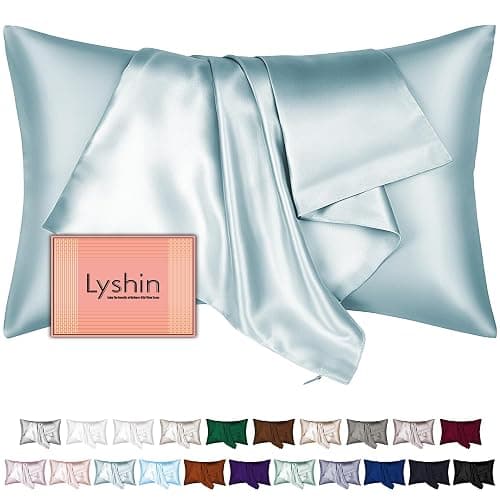 Mulberry Silk Pillow Cases Standard Size with Hidden Zipper, Ultra Smooth and Soft Breathable Cooling Silk Satin Pillowcase for Hair and Skin, Gifts for Women Men (Haze Blue, 20x26 Inches, 1 Pack) - Image 1