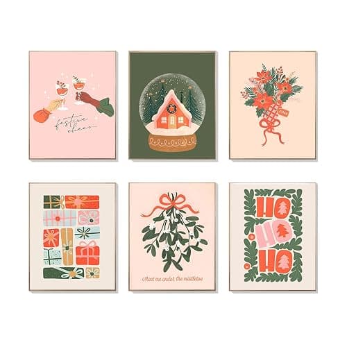 EVER-GOING TUNE Vintage Christmas Wall Art,Minimalist Boho Xmas Aesthetic Poster,Trendy Holiday Christmas Poster for Xmas,Decor for Xmas Tree Winter Gallery Living Room Bathroom Wall 8x10in,UNFRAMED - Image 1
