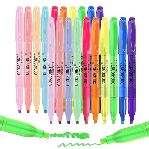 coruscant Assorted Colors Highlighters Set, 20 Pack, Chisel Tip Cute Bible Highlighters and Candy Color, No Bleed Dry Quickly, for Journal Bible Study, Good for thin paper School Office Supplies - Image 1