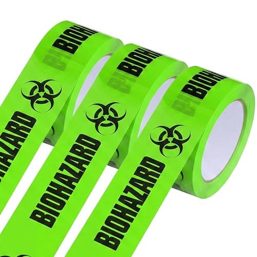 Innconee 3 Roll Biohazard Tape Halloween Green Hazmat Warning Caution Tape | Safety Adhesive for Lab Marking, 55 Yards X 2 Inches, Identifying Dangerous Zones, Medical Waste Disposal, Biohazard Symbol - Image 1