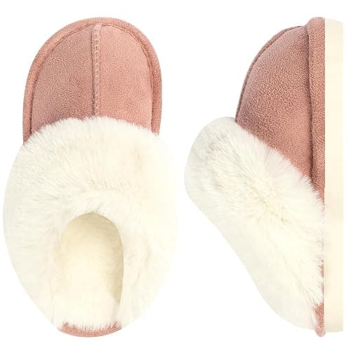 GIWONET Kids Slippers Girls Boys Faux Fur House Slippers Fuzzy Indoor Shoes Warm Memory Foam Soft Plush Bedroom Slides - Image 1